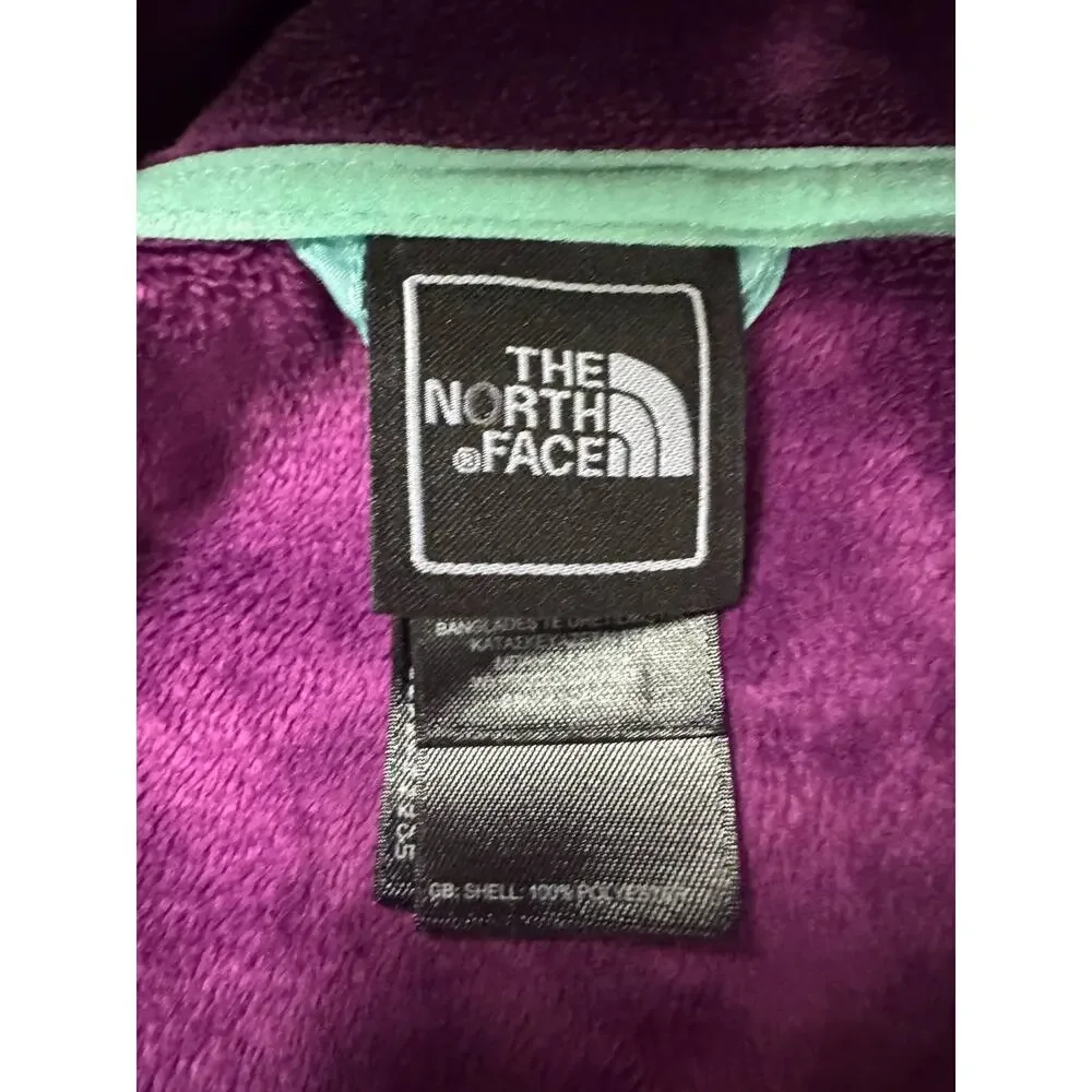 The North Face Women's Softshell Jacket Small Purple Teal Plaid Hooded Full Zip